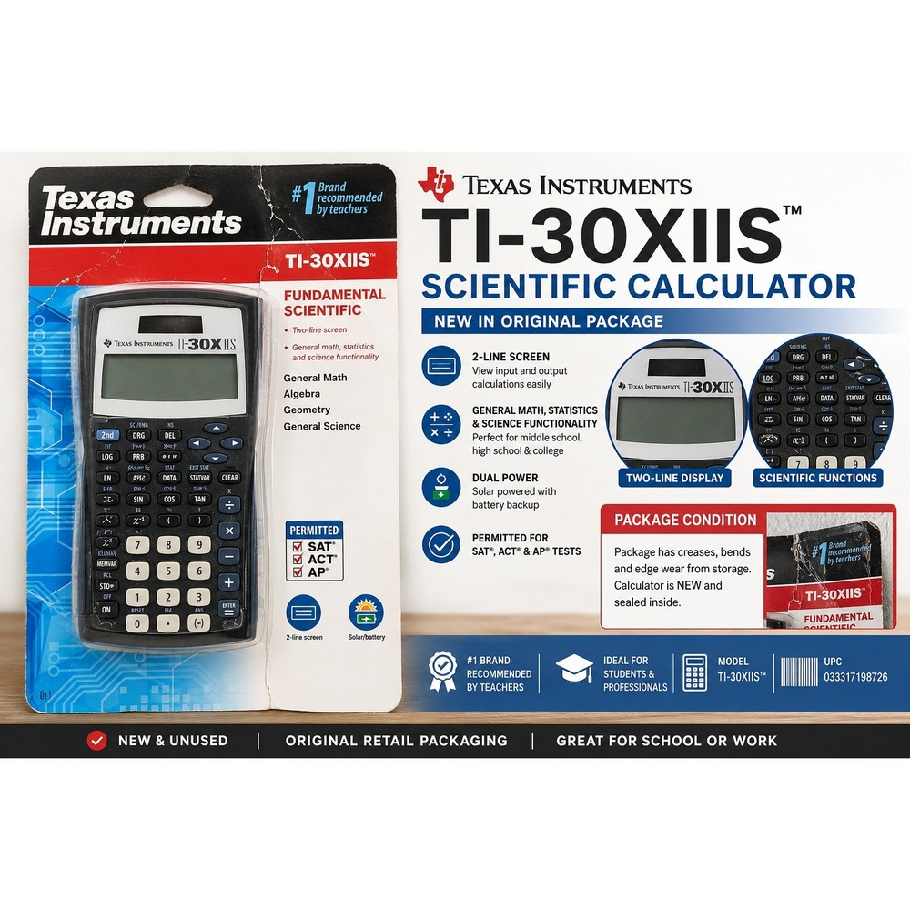 Texas Instruments TI-30XIIS Scientific Calculator Black 2-Line Display New